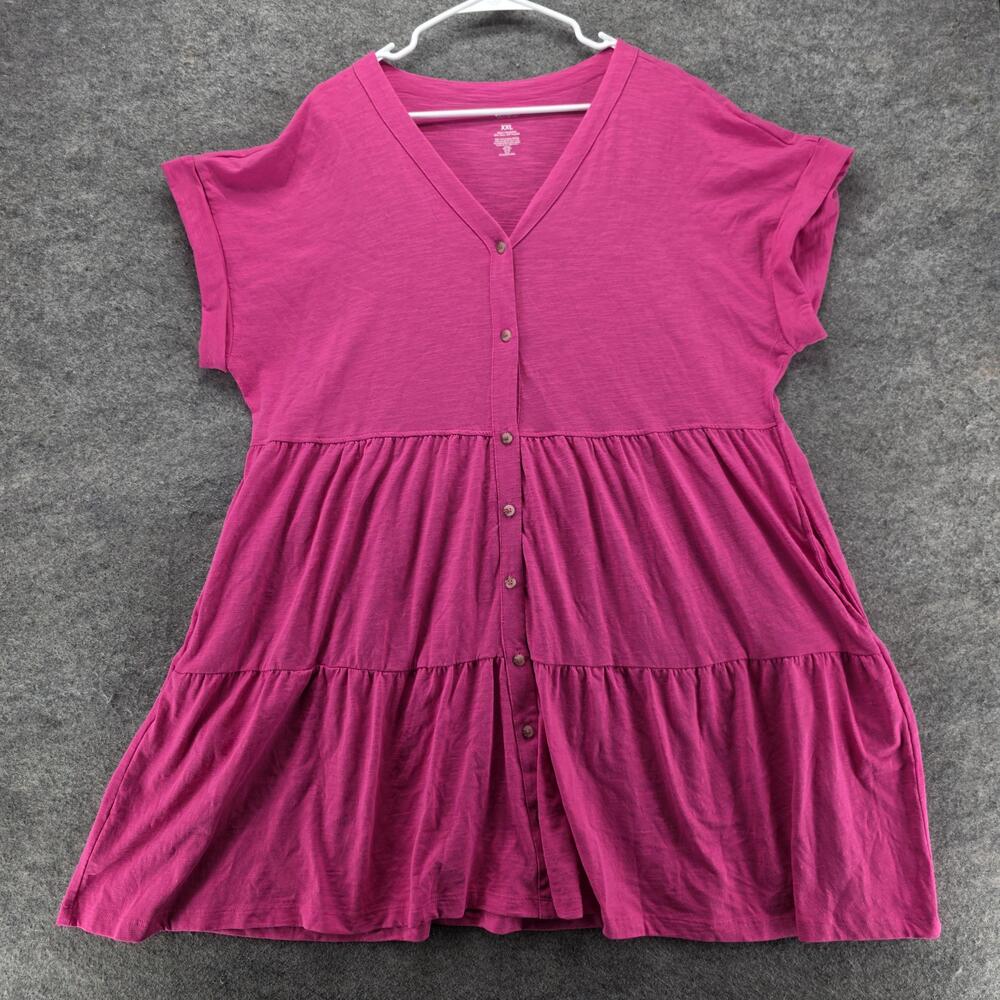 Sonoma Goods For Life Dress Womens XXL Pink T-Shirt Knee Length Trapeze Swing